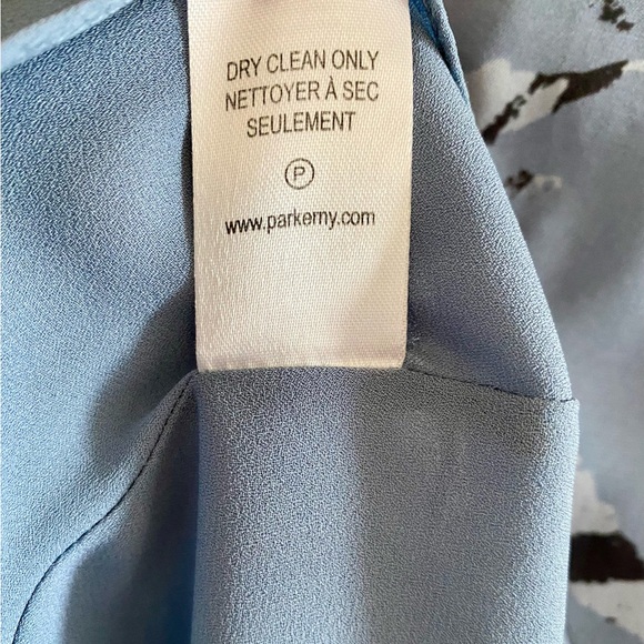 Parker Silk Blend Faux Wrap Blue Zebra Print Dress - Picture 11 of 11